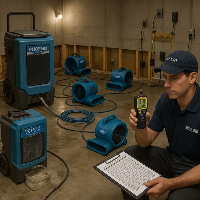 Structural Drying and Dehumidification process in Allison, IA